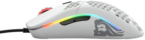 Gaming Model O- (Piccolo) Mouse da Gaming Compact Wired - Superleggero 58 g, a Nido D'ape, RGB, sensore Pixart 3360, ambidestro, Omron Switches - Bianco Opaco
