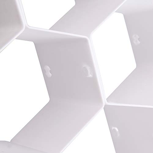 JIAKAI Honeycomb Drawer Organizer,Partition Bee Style Underwear Socks Bras Ties Belts Scarves Drawer Divider Cabinet Clapboard(White-1pcs)
