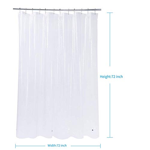 AmazerBath Clear Shower Curtain Liner, 72 x 72 Inches PEVA Shower Liner