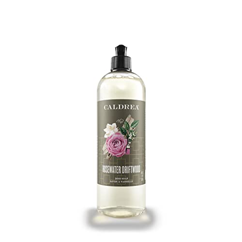 Caldrea Dish Soap, Biodegradable Dishwashing Liquid Made with Soap Bark and Aloe Vera, Rosewater Driftwood Scent, 16 oz