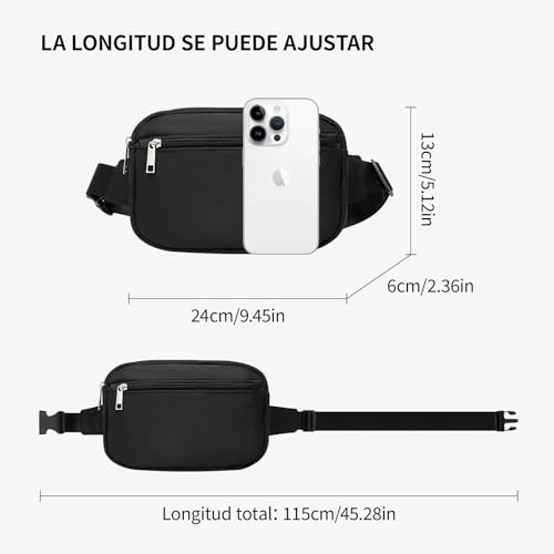 JDF3CISH 2Pcs Cangurera Mujer, Cangurera Deportiva, Riñonera Running para Hombre,Bolso Cruzado para Mujer, Correa de Hombro Ajustable Multifuncional, Adecuado para Correr, Viajes, Ciclismo, Fitness