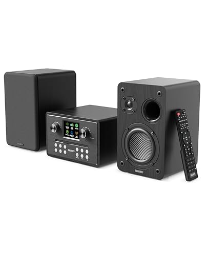 MAJORITY Homerton HiFi Equipo de Música | Reproductor de CD Player, Radio Internet WiFi, DAB/DAB+ Radio Digital y FM | Minicadena con Bluetooth 5.3, Reproducción USB, Spotify Connect