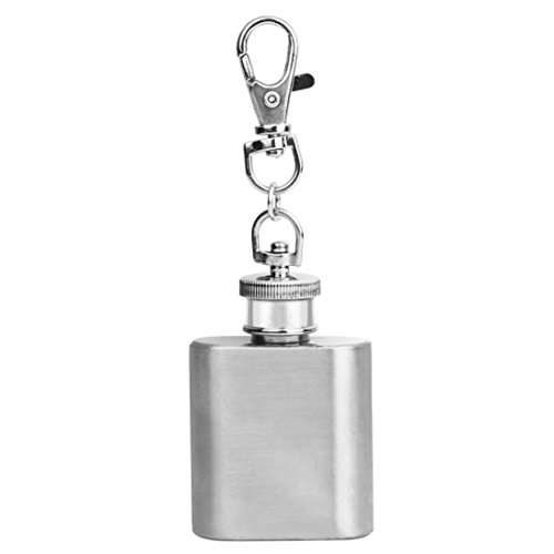 1oz Mini Stainless Steel Hip Flask Alcohol Flagon with Keychain ,Tuscom (28ML)