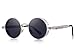 MERRY'S Gothic Steampunk Sunglasses for Women Men Round Lens Metal Frame S567(Silver&Black, 46)