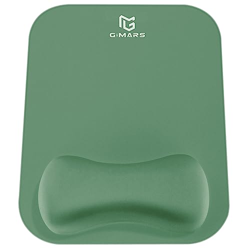 Gimars Tappetino Mouse Poggiapolsi, Mouse Pad Ergonomico in Memory Foam, Mousepad Gaming con Supporto Poggia Polsi e Base Antiscivolo per Computer Laptop Ufficio, Verde Scuro