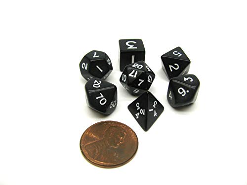 7 Piece Mini Polyhedral Set - Black w/White