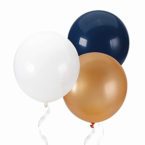 18-Inch Navy-Blue Gold Graduation Big-Balloons - Party Decorations 30pcs Latex Giant Round Helium Large Balloon Wedding Bridal Baby Shower Boy Birthday Ballons Lasting Surprise