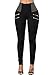 Pxmoda Womens High Waist Patchwork Zip Pencil Jeans Stretch Skinny Pants