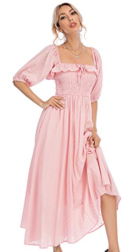 R.Vivimos Women Summer Half Sleeve Cotton Ruffled Vintage Elegant Backless A Line Flowy Long Dresses - Image 6