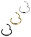 FIBO STEEL 3PCS 16G Stainless Steel Septum Piercing Nose Ring Hoop Earring Piercing Silver Gold Black 10MM