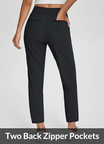 baleaf Womens Travel Pants Lightweight Stretch with Zipper Pockets Petite Ankle Dressy Golf Work Business Casual Slacks
