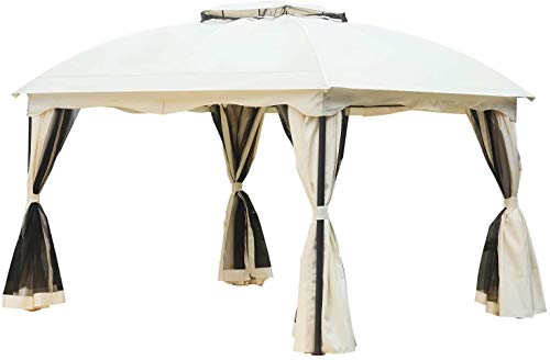DNNAL Garten-Pavillon, Doppeldachaußen Canopy Marquee Partyzelt Wetter mit Moskitonetz für Villa Hof Sonnenschein… – Bild 3