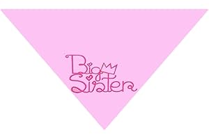 ALEMON Big Sister Bandana for Cats Dogs, Embroidered Promoted to Big Sister Baby Announcement Dog Bandanas 100% Cotton, Pink
