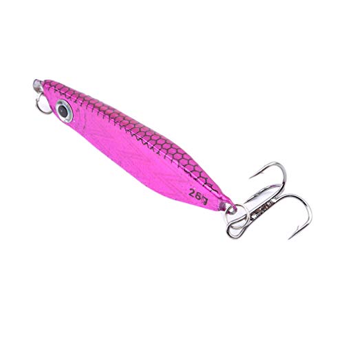 Yunzee Lead Bait Hook Hard Jigs Diving Sea Fishing Lures Popper Baits Tackle Saltwater Freshwater Lures Sinking Jigging Bait,Purple