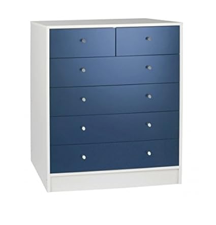 Malibu Home Source Kids Chest Of 6 Drawers Blue White 4 2 Metal