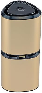 Ainingshi Car Air Purifier Negative Ionizer Generator Air Freshener Portable Dual USB Car Adapter Aluminum Alloy for Car (Gold)