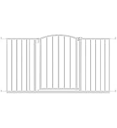 Ozzy & Kazoo Deluxe Extra Wide Walk-Through Arch Dog Gate, Fits Openings 28-51.5” Wide, White Met...