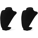 Adorox (2pcs Black Velvet Necklace Pendant Chain Jewelry Bust Display Holder Stand