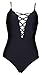 Haicoo One Pieces Solid Floral Pin Up Sexy Women Front Strappy Cross Swimwear