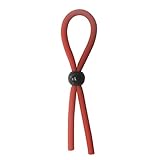 Sunbona Adjustable Male Delay Vibration Lock Fine Silicone Penis Ring Premature Ejaculation Ring Adult Sex Toy (Red)