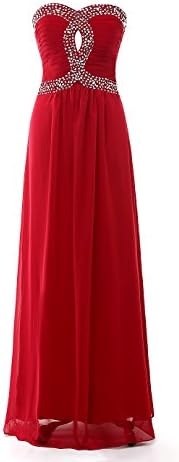 Grace Lee Chiffon Sweetheart Rhinestone Prom Party Dresses Long Evening Dresses XL Burgundy