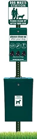 NBPWP Ultimate Dog Waste Station - Everything Included - Free 400 Waste Bags and 50 can Liners - D-778-GRN