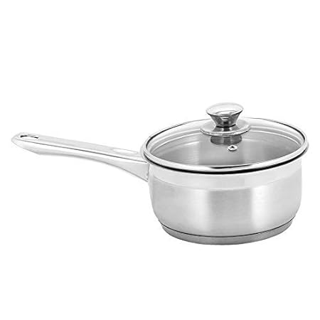 Vinod Stainless Steel Two Tone Saucepan with Glass Lid- 16 cm, 1.5 Ltr (Induction Friendly)