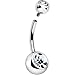 PiercedOff Basic Internally Threaded Double Clear Gem Navel Ring 14GA (1.6mm) - Various Lengths Available