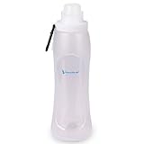 RockBirds S3 Collapsible Water Bottle, BPA-Free, FDA Approved Foldable Silicone Sports Water Bottle 17Oz White