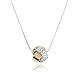 Two Tone Love Knot Pendant Necklace 925 Sterling Silver & 14k Gold Filled, 18