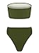 Ybenlow Women's 2 Piece Solid Bandeau Swimsuit Top Bottom Set,Green,Medium