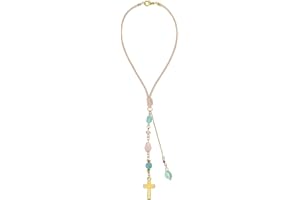 DELORIGIN Cross Hanging Car Mirror Ornament Amazonite and Crystal Bead Charm Suncatcher Car Mirror Pendant Accessories Good Luck Keychain for Bag Window Cars Door Garden Balcony Home Decoration