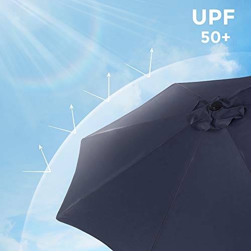 SONGMICS Sonnenschirm 300 cm, UPF 50+, Strandschirm, beidseitig um 30° knickbar, Sonnenschutz, mit Kurbel zum Öffnen… – Bild 6
