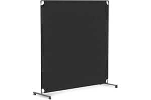 STEELAID Steel-AID 60-inch Rolling Privacy Room Divider - Freestanding Office Wall Partition with Non See-Through Blackout Screen - Sturdy & Durable Iron Frame - Rolling Wheels - Black, White, Gray & Blue