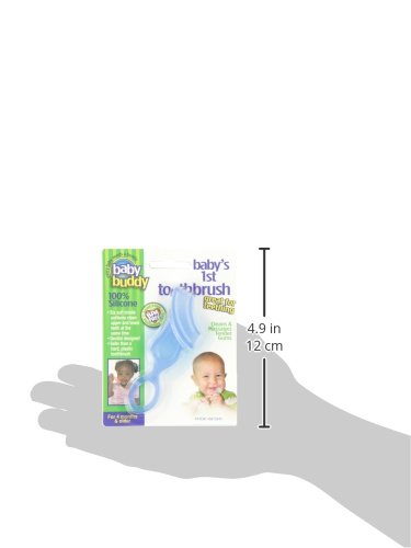 Brilliant Oral Care Baby’s First Toothbrush, Smooth Silicone Bristles Gently Clean Tender Teeth and Gums, for Ages 4+ Months, Blue, 1 Pack