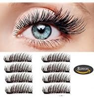 Magnet Eyelashes-Dual Magnetic False Eyelashes with Reusable No Glue (2 pair 8 pieces) Lightweight 100% Handmade Eyelashes Extension for Natural Look, Charming Eyelashes (style 1)