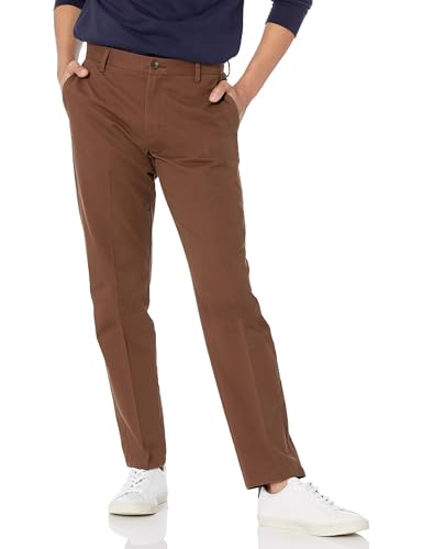 Amazon Essentials Men's Slim-Fit Wrinkle-Resistant Flat-Front Chino Pant, Brown…