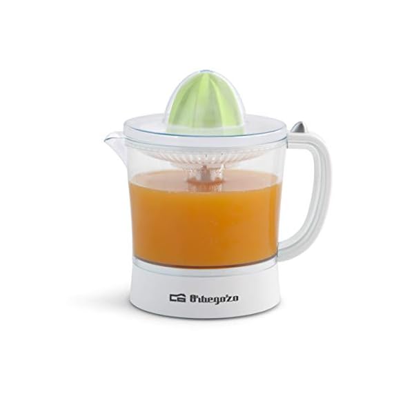 Orbegozo EP 2210 Electric Orange Juicer, Removable 1-Litre Container, Pulp Control, 2 Cones for Fruits of Different Sizes, Bidirectional Rotation