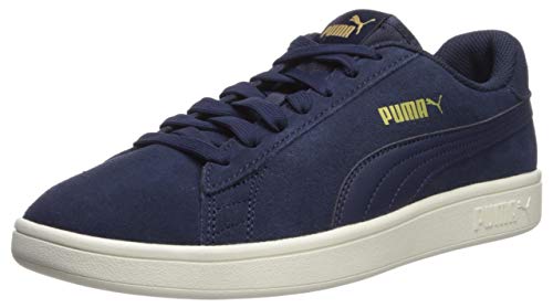 PUMA Men's Smash V2 Sneaker, Peacoat-teamgold-whisperwhite, M