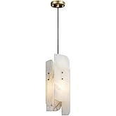 MJHYNBS Alabaster Modern Pendant Light White Marble Pendant Lights Kitchen Island Lighting Fixtures Vintage Stone Shade Hangi