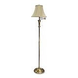 LEDU Antique Floor Lamp with Swing Arm Bell Shade, 60-Inch, Brass (L9004)