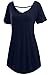 Meaneor Women's Comfy Loose Fit Long Tunic Top With Various Hem Navy Blue XXL