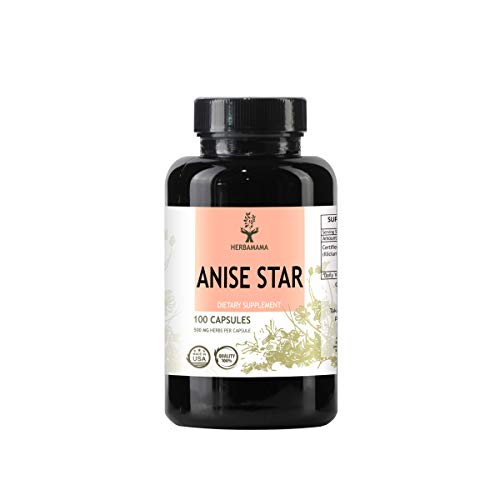 Anise Star 100 Capsules 500 mg | Filled with Organic Anise Star Fruit | Illicium Verum | Non-GMO - Thumbnail 2