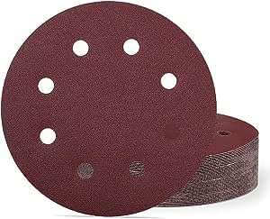 40Pcs 180mm Sanding Discs 100 Grit Hook and Loop Sander Disc, 7Inch 8 Holes Sandpaper Sheet for Drywall Sander Long Neck Sander — image 1