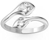 Silvernshine Jewels 14ct White Gold Plated Bypass Om &amp; Lotus Ring-Adjustable Toe Ring For Womens