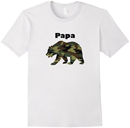 Mens Papa Bear - Camo - Camouflage - Dad Shirt - For Father Large White