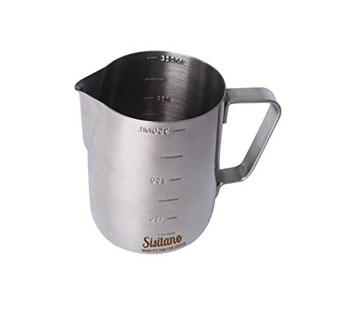 Sisitano Stainless Steel Milk Frothing Pitcher - Espresso Steaming 12oz 350ml - Thumbnail 4