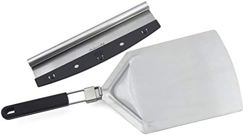 Checkered Chef Pizza Cutter And Pizza Peel Set - Stainless Steel Rocker Blade Pizza Cutter With Stainless Steel Pizza Peel/Paddle - 2 Great Pizza Tools In 1 Set