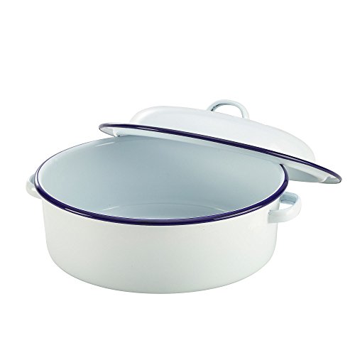 Click Here to See More Images 20cm White Round Enamel Roaster