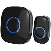 SadoTech Wireless Doorbells for Home, Apartments, Businesses, Classrooms, etc. - 1 Door Bell Ringer &amp; 1 Plug-In Chime Receiver, Battery Operated, Easy-to-Use, Wireless Doorbell w/LED Flash, Black